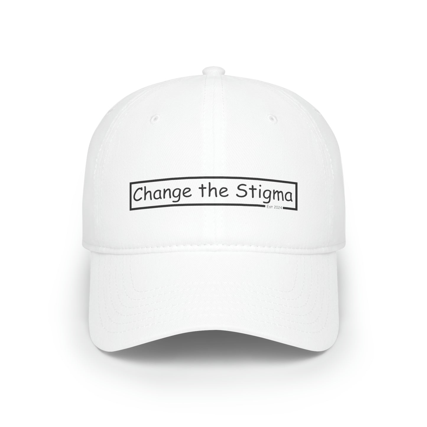 White baseball hat, Change the stigma, front shown.