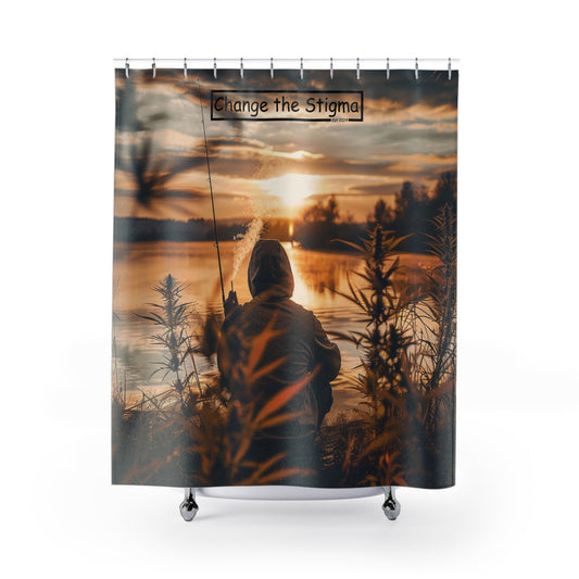 Change the Stigma SMOKING BY THE LAKE Shower Curtain